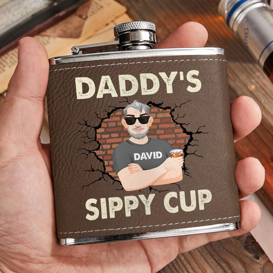 Daddy's Sippy Cup - Personalized Leather Flask