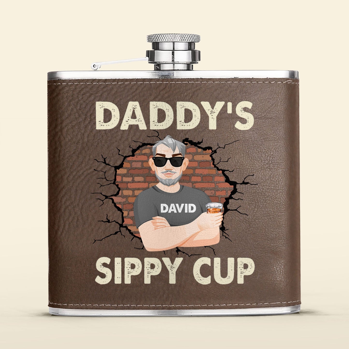 Daddy's Sippy Cup - Personalized Leather Flask