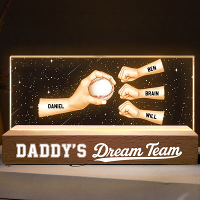 Daddy's Dream Team - Custom Sport Baseball, Soccer, Football - Personalized LED Night Light