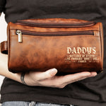 Daddy's Shitload Of Stuffs He Probably Won't Use - Personalized Leather Toiletry Bag