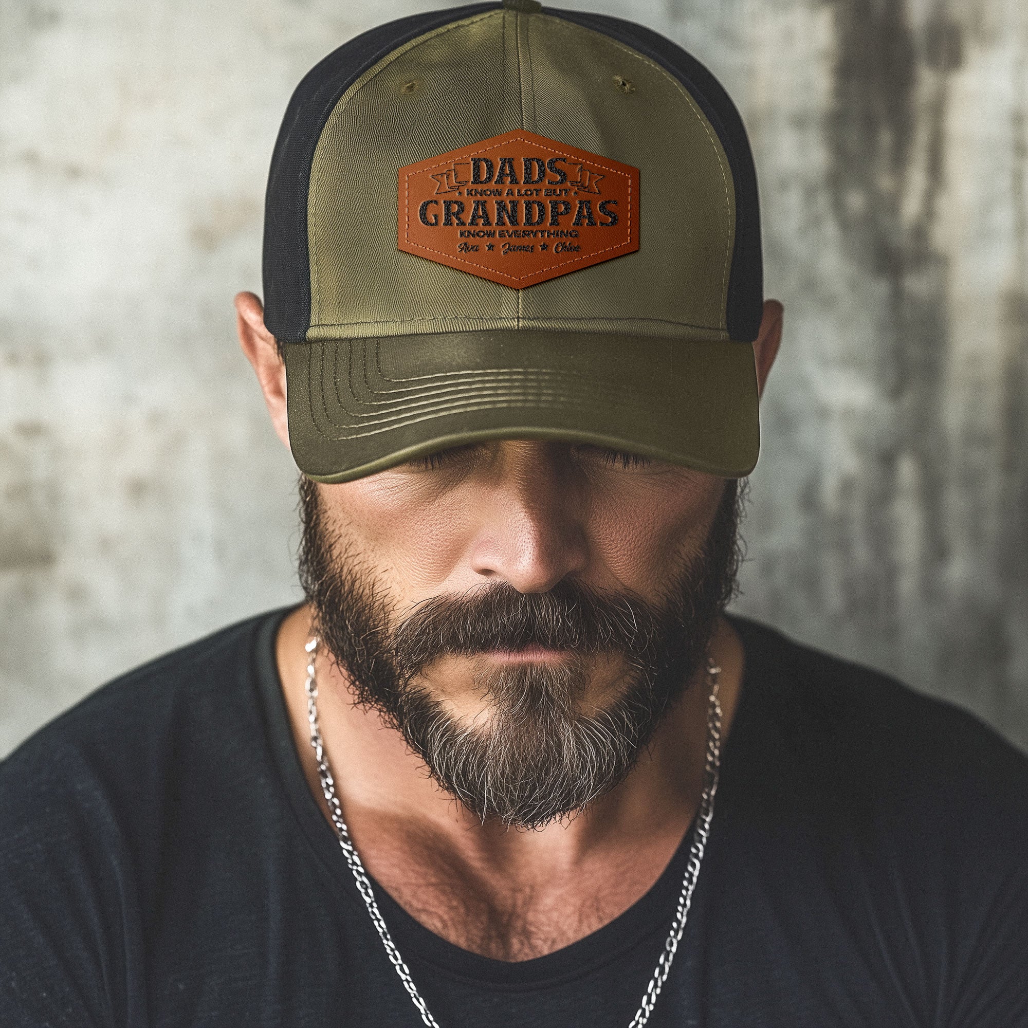 Dads Know A Lot But Grandpas Know Everything - Personalized Leather Patch Hat