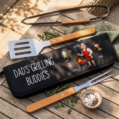 Dad's Grilling Buddies Gifts For Dad, Husband - Personalized BBQ Tool Set