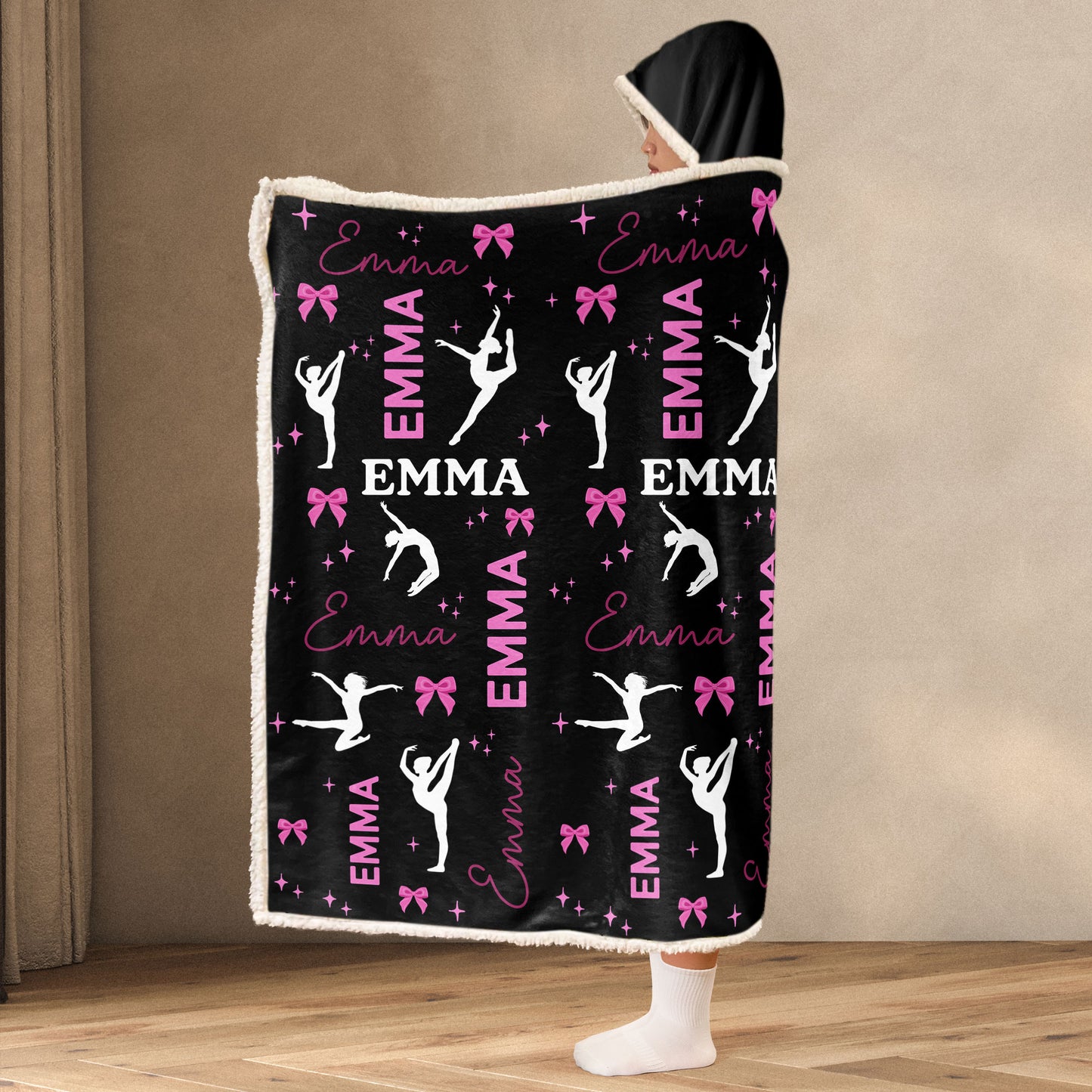 Dancing Girl Custom Name - Personalized Wearable Blanket Hoodie