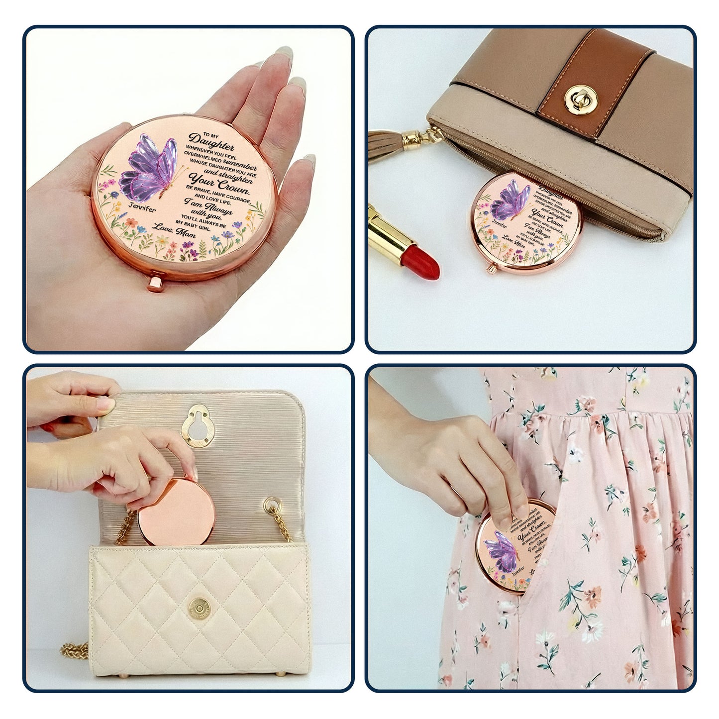 Daughter Butterfly Always My Baby Girl - Personalized Compact Mirror