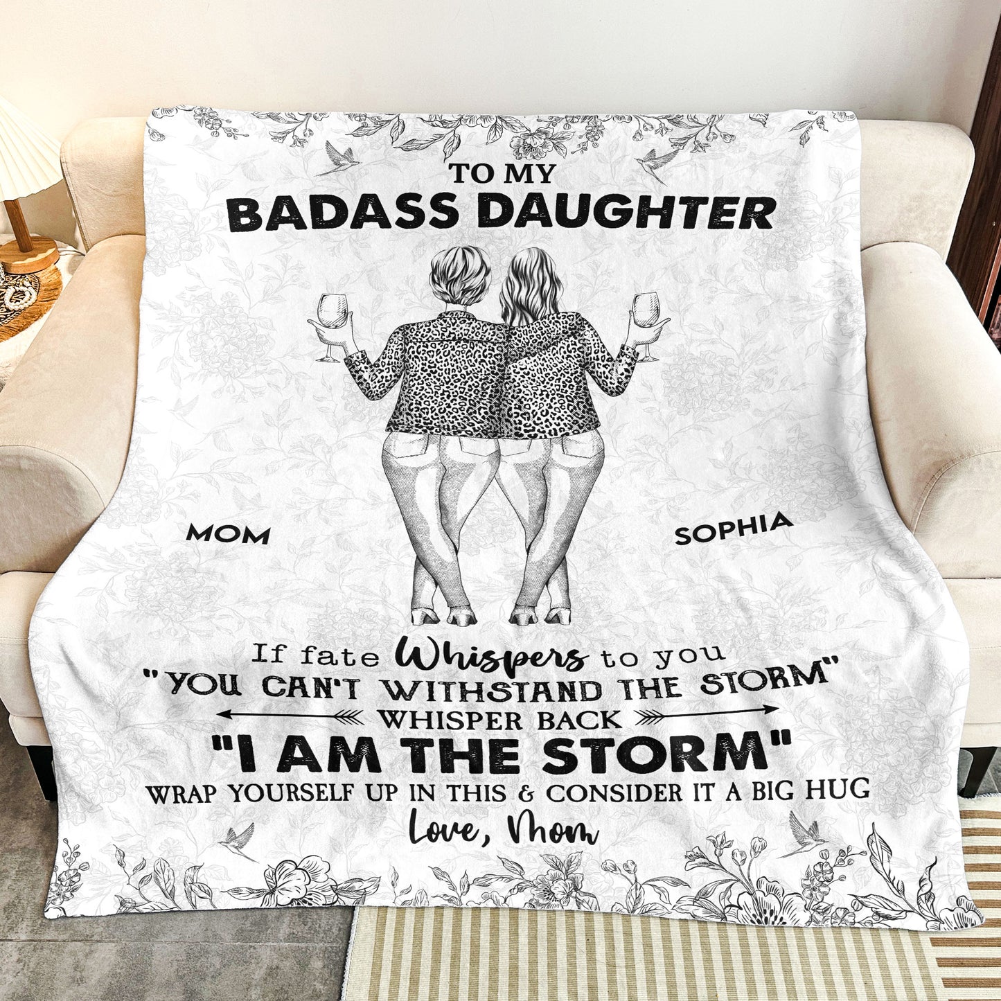 Daughter Whisper Back I Am The Storm - Personalized Blanket