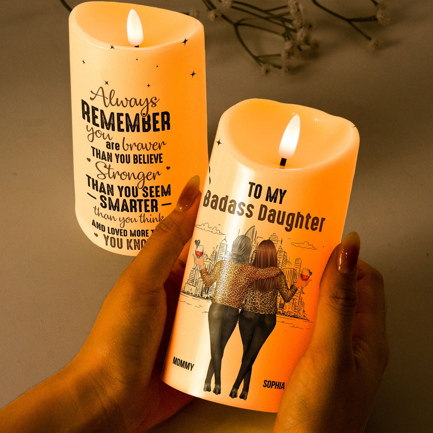 Daughter You're Braver Than You Believe - Personalized LED Candle