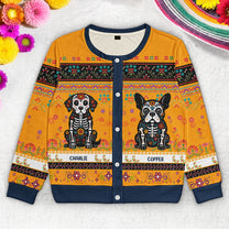 Day Of The Dead Dog Cat Hispanic Mexican Flowers - Personalized Crewneck Cardigan