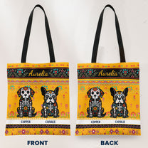 Day Of The Dead Dog Cat Hispanic Mexican Flowers - Personalized Tote Bag