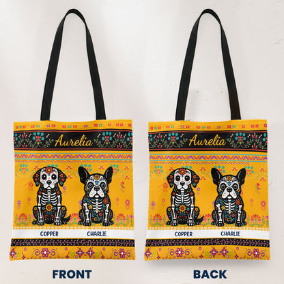 Day Of The Dead Dog Cat Hispanic Mexican Flowers - Personalized Tote Bag