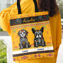 Day Of The Dead Dog Cat Hispanic Mexican Flowers - Personalized Tote Bag