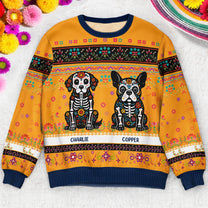 Day Of The Dead Dog Cat Hispanic Mexican Flowers - Personalized Ugly Sweater