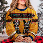 Day Of The Dead Dog Cat Hispanic Mexican Flowers - Personalized Ugly Sweater