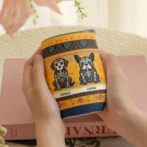 Day Of The Dead Dog Cat Hispanic Mexican Flowers - Personalized Wine Tumbler