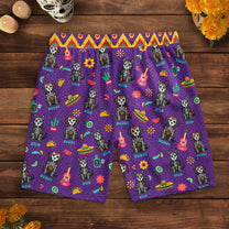 Day Of The Dead Dog Cat Hispanic Mexican Latinos - Personalized Men's Beach Shorts