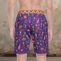 Day Of The Dead Dog Cat Hispanic Mexican Latinos - Personalized Men's Beach Shorts