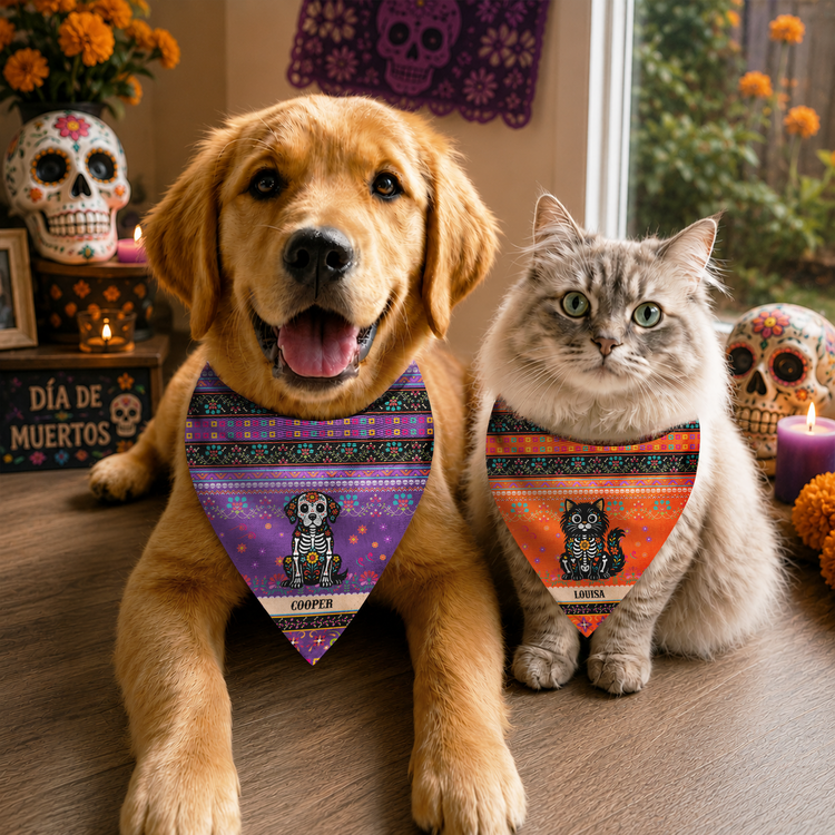 Day-Of-The-Dead-Dog-Cat-Pet-Hispanic-Mexican-Pattern-Personalized-Bandana-Collar-2