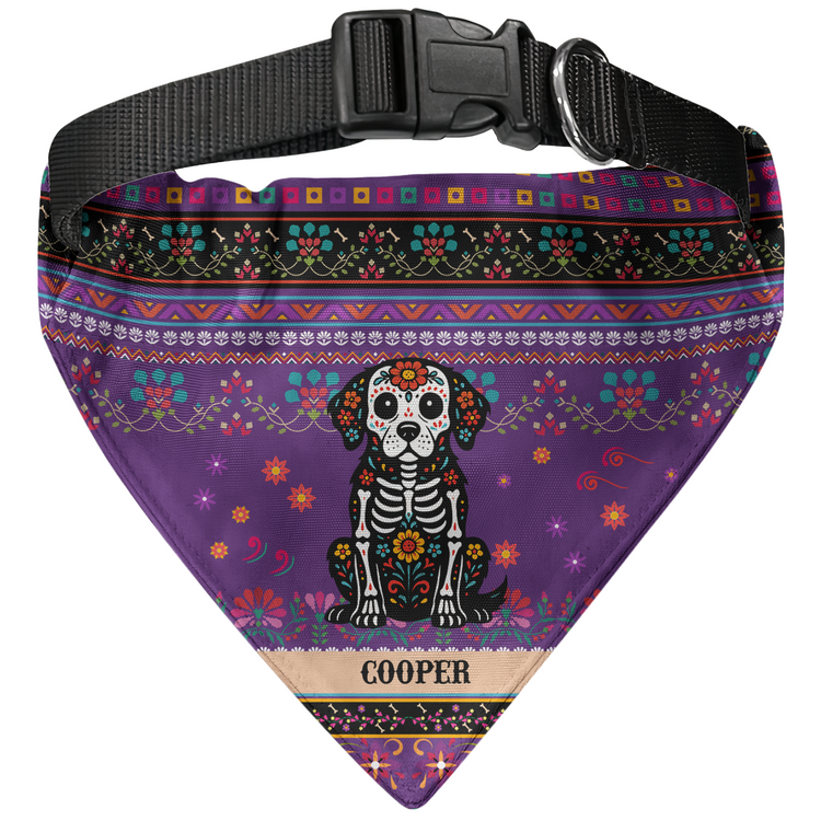 Day-Of-The-Dead-Dog-Cat-Pet-Hispanic-Mexican-Pattern-Personalized-Bandana-Collar-7
