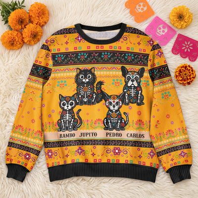 Day Of The Dead Dog Cat Pet Hispanic Mexican Pattern - Personalized Sweater