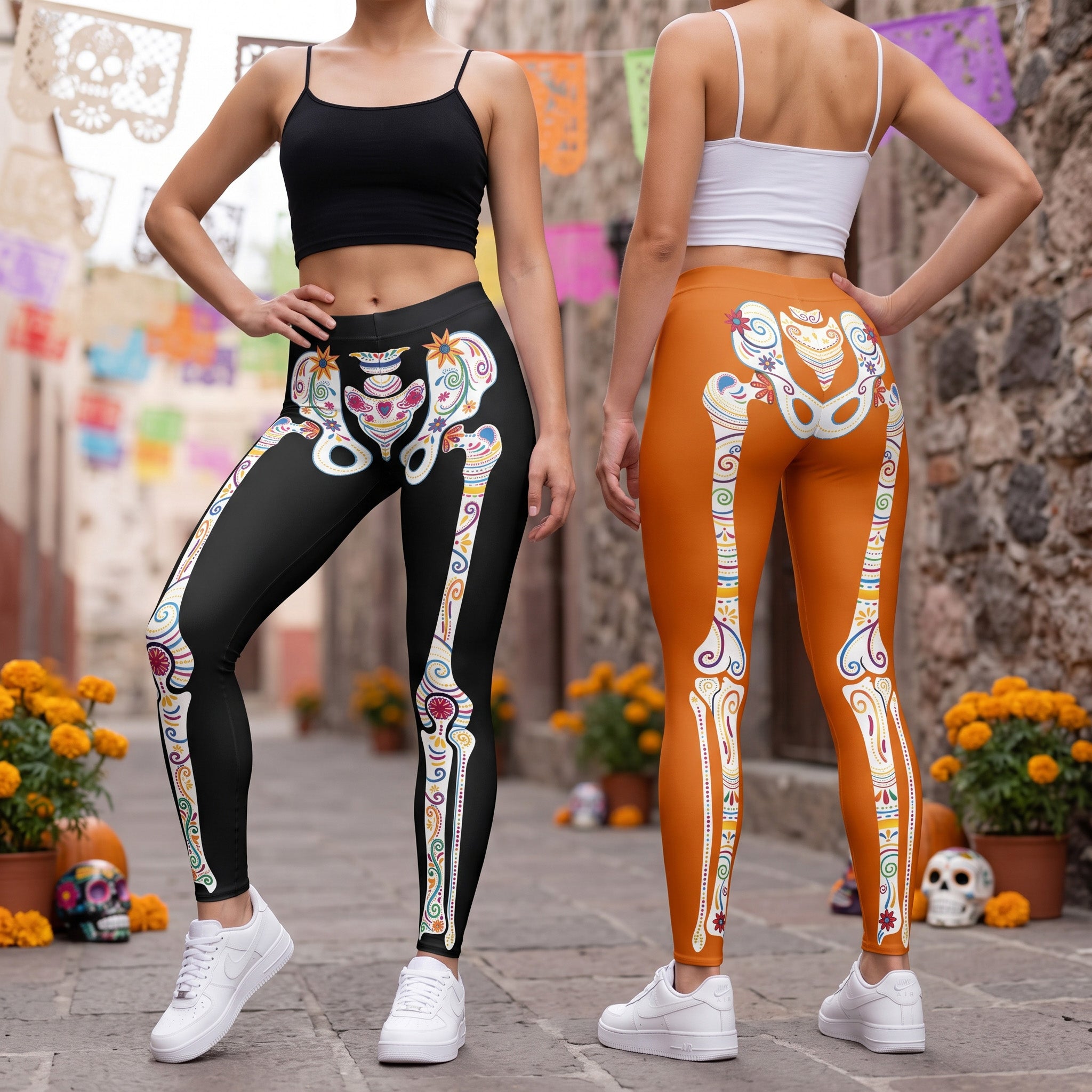 Day-Of-The-Dead-Sugar-Skeleton-Hispanic-Mexican-Latinos-Flower-Personalized-Leggings