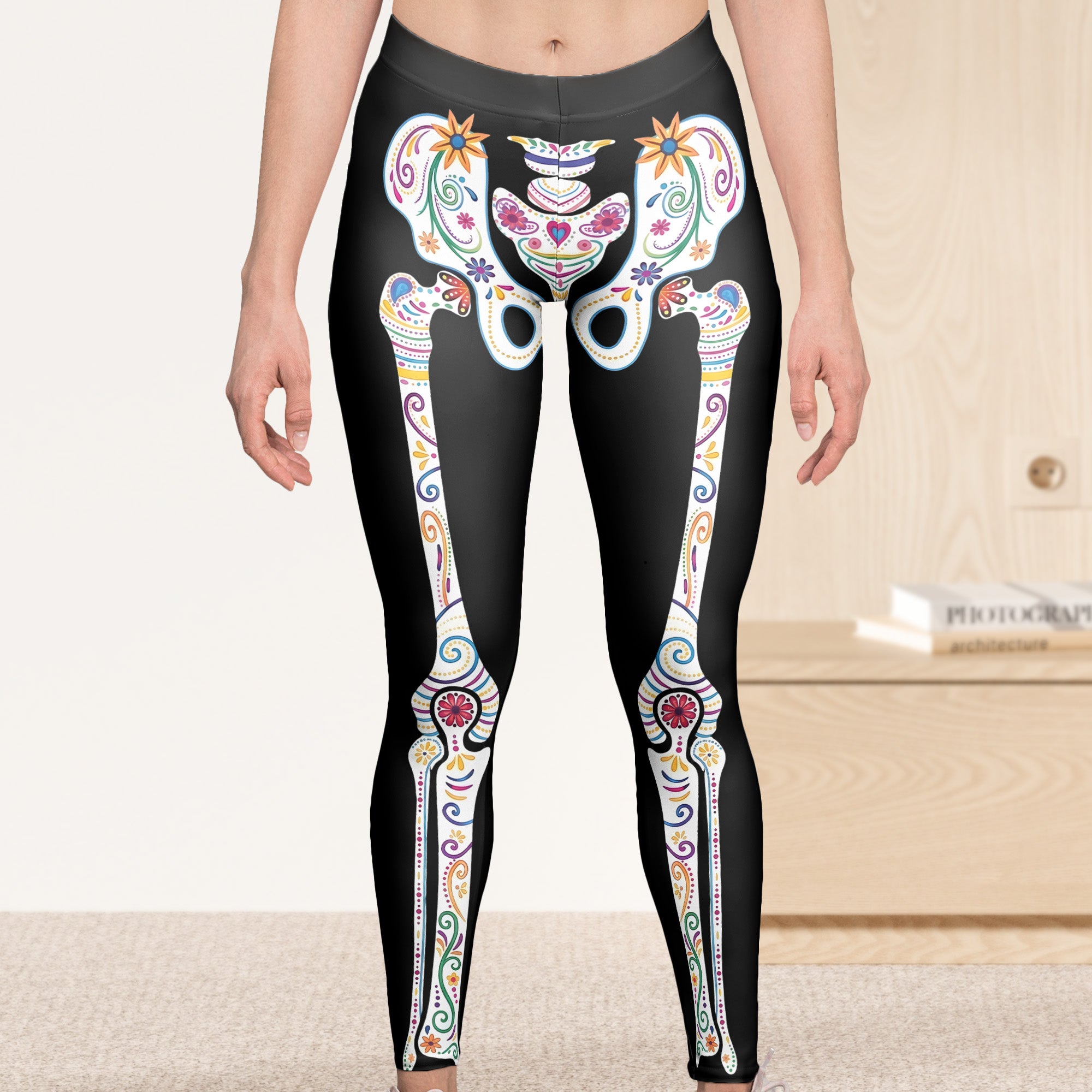 Day-Of-The-Dead-Sugar-Skeleton-Hispanic-Mexican-Latinos-Flower-Personalized-Leggings