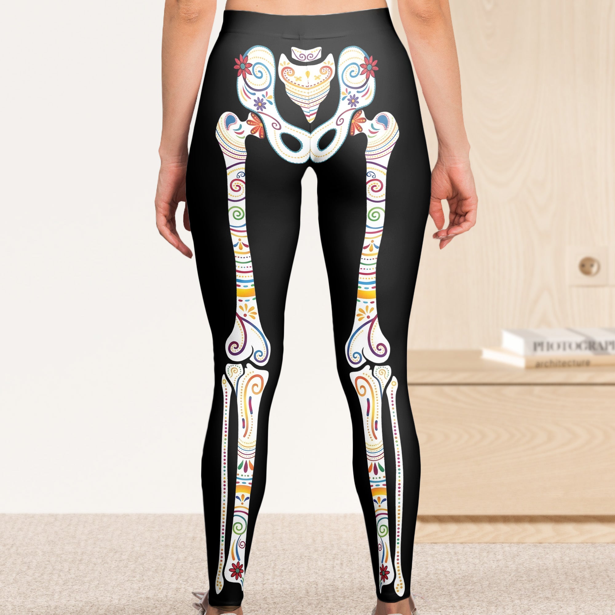Day-Of-The-Dead-Sugar-Skeleton-Hispanic-Mexican-Latinos-Flower-Personalized-Leggings