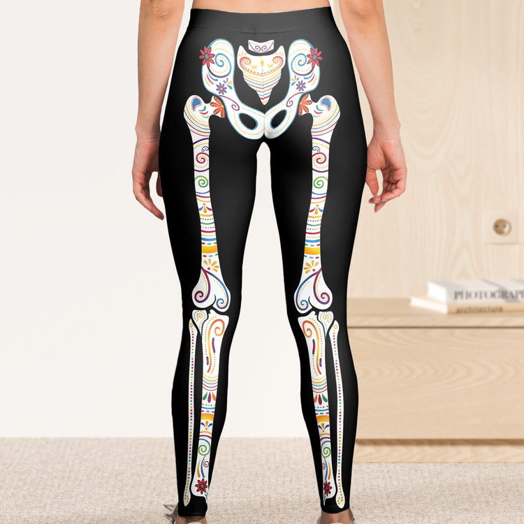Day-Of-The-Dead-Sugar-Skeleton-Hispanic-Mexican-Latinos-Flower-Personalized-Leggings