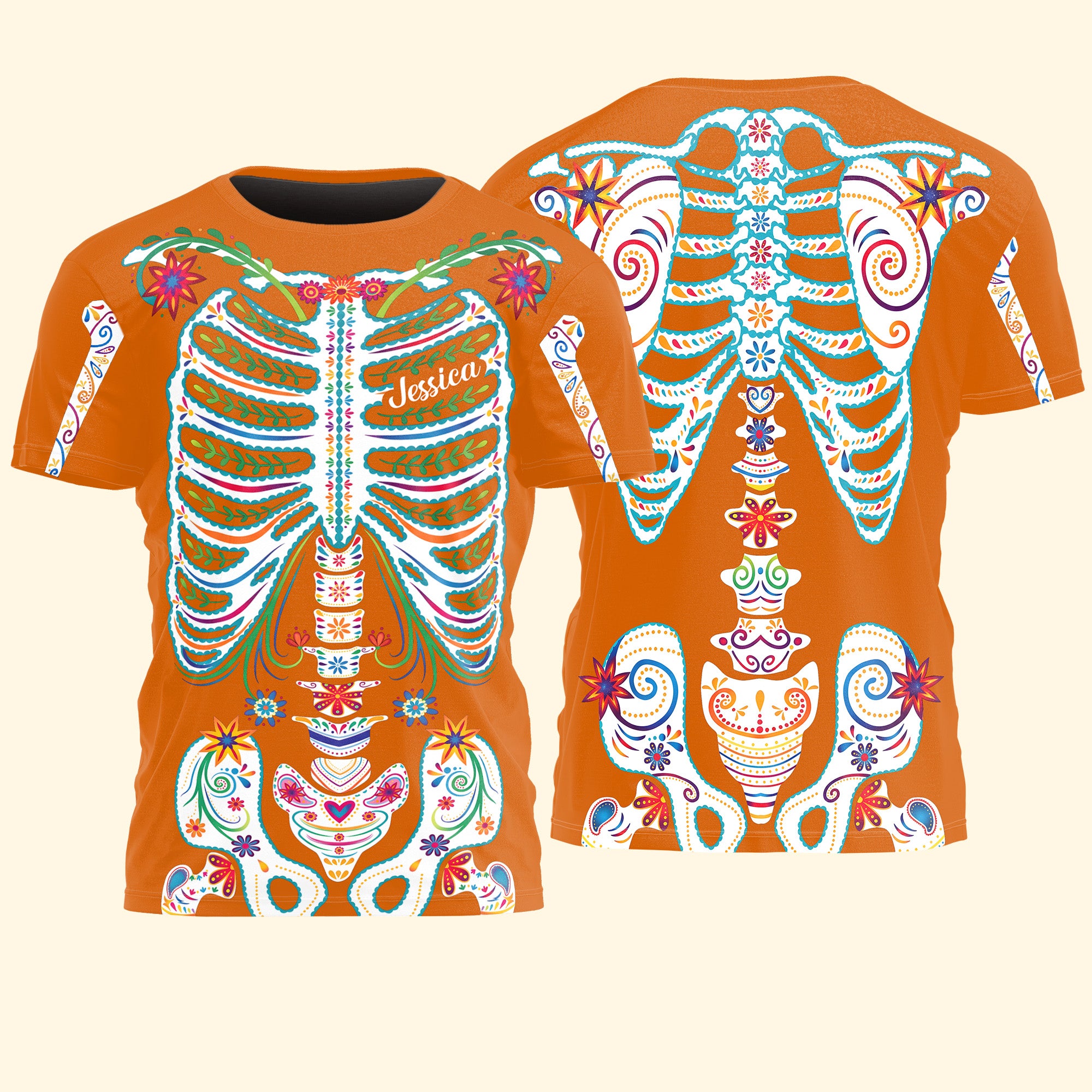 Day-Of-The-Dead-Sugar-Skeleton-Hispanic-Mexican-Latinos-Flowers-Personalized-Shirt