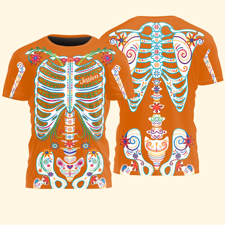 Day-Of-The-Dead-Sugar-Skeleton-Hispanic-Mexican-Latinos-Flowers-Personalized-Shirt