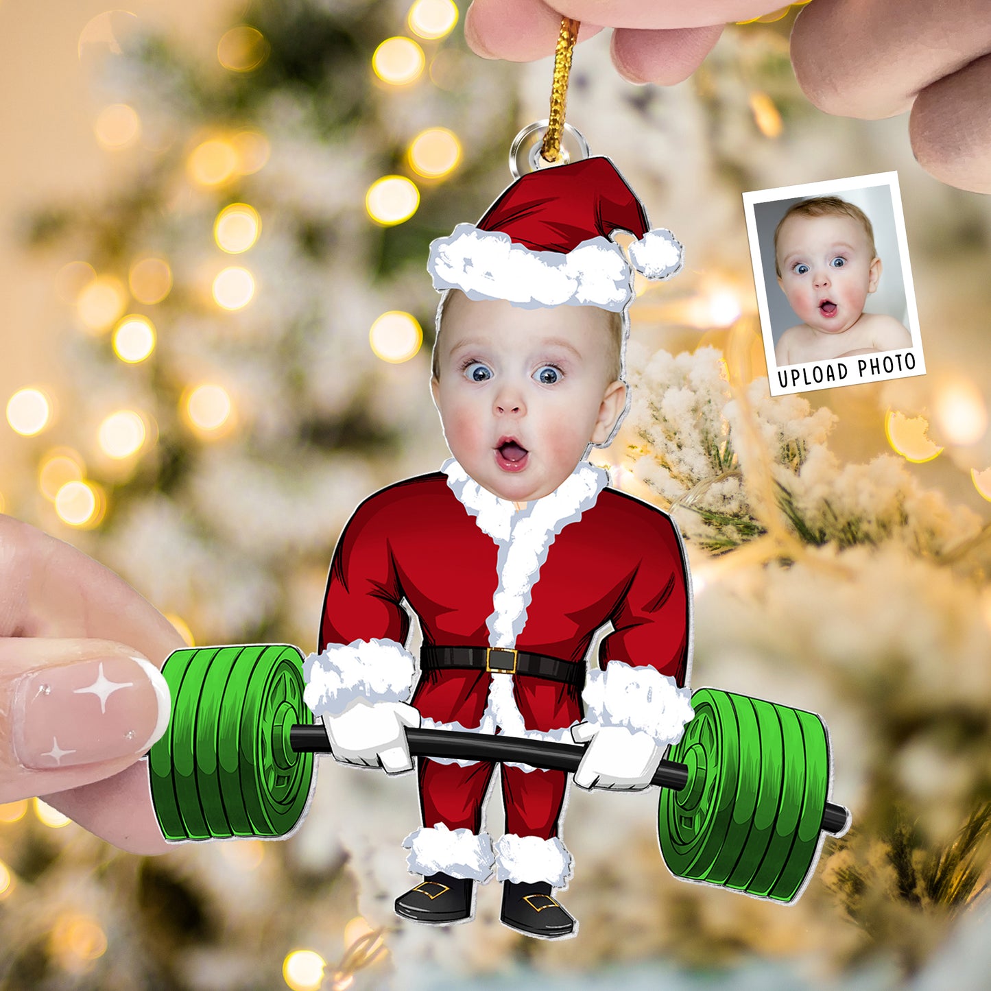 Deadlift Santa Funny Custom Face - Personalized Acrylic Photo Ornament