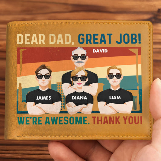 Dear Dad, Great Job We're Awesome - Personalized Leather Wallet