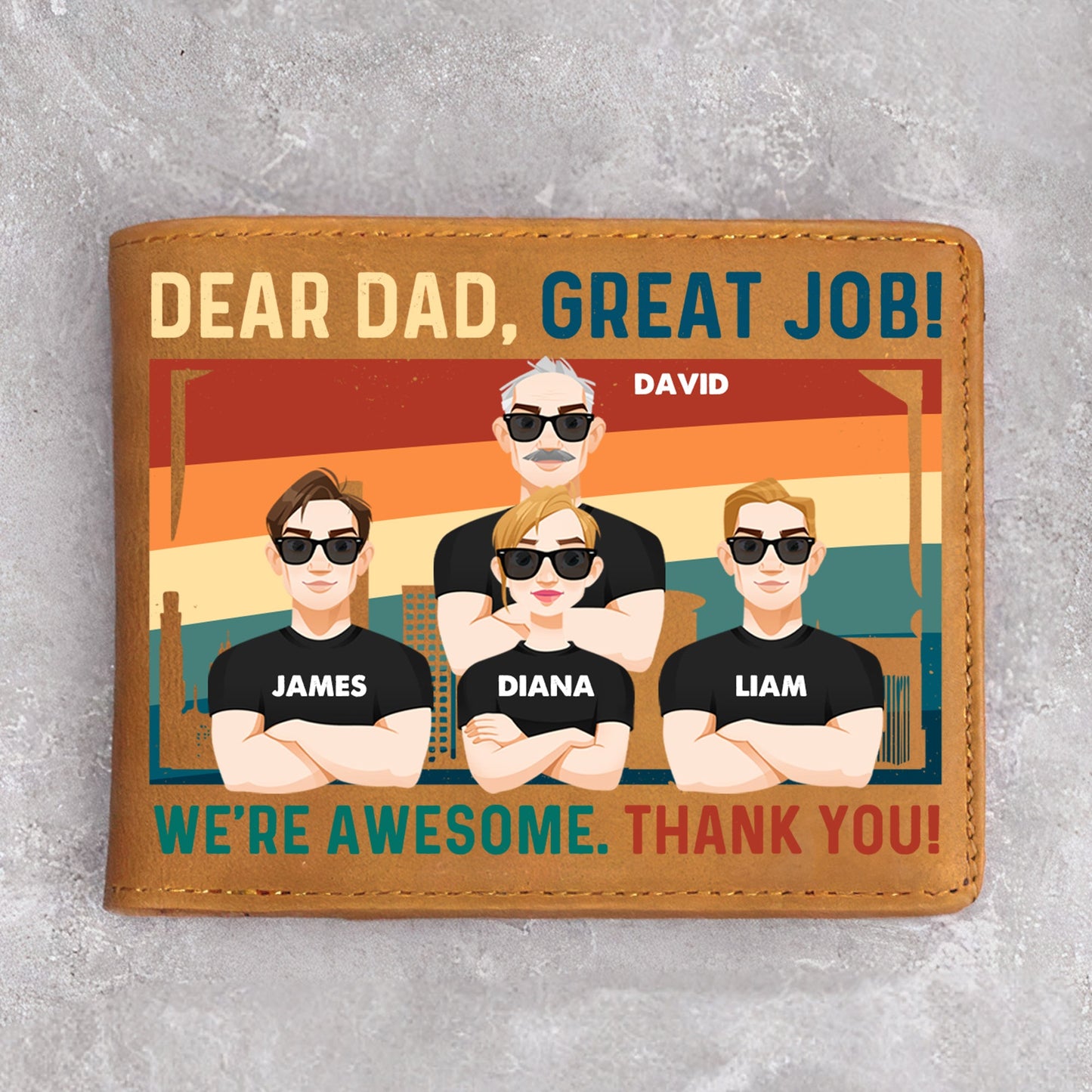 Dear Dad, Great Job We're Awesome - Personalized Leather Wallet