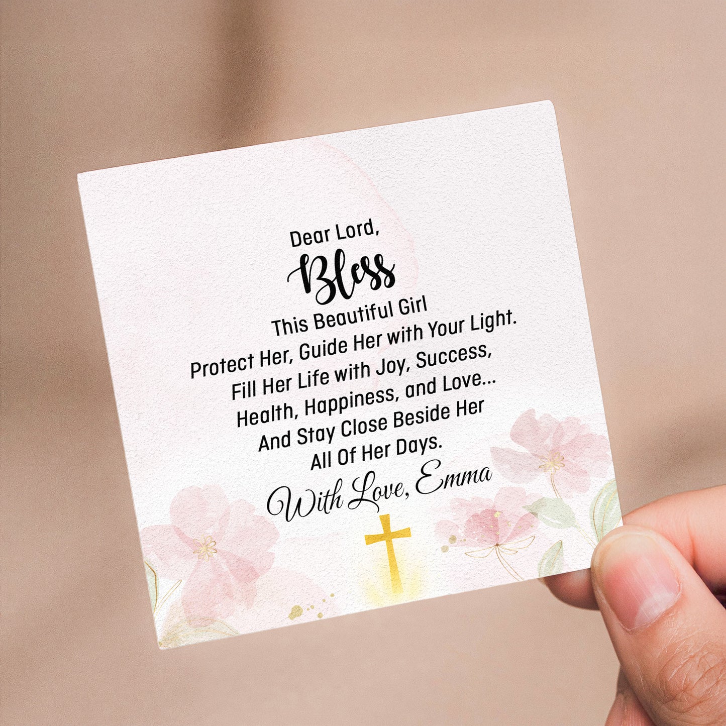 Dear Lord Bless This Beautiful Girl Protect Her - Cross Bracelet With Custom Card
