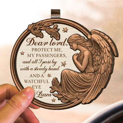Dear Lord Protect Me And All I Pass By - Personalized Wooden Car Visor Clip