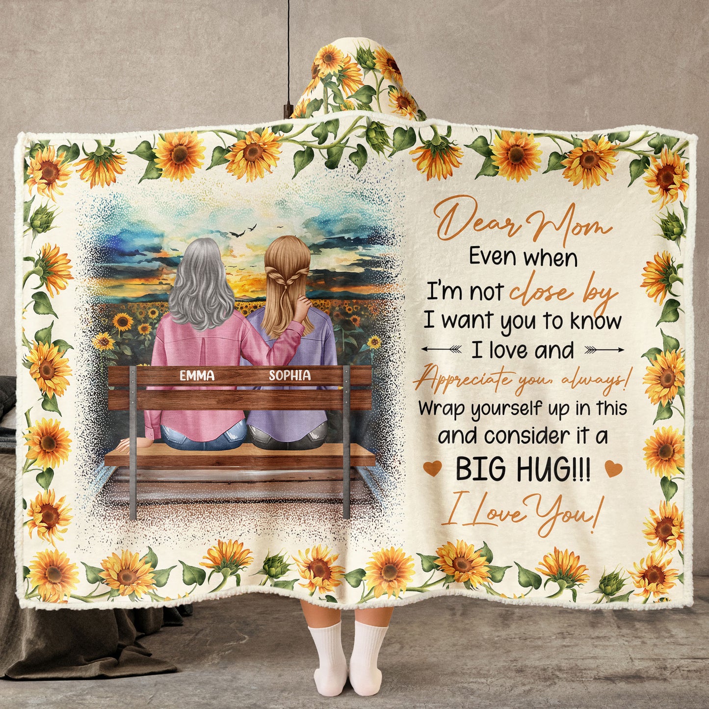 Dear Mom Consider It A Big Hug - Personalized Wearable Blanket Hoodie