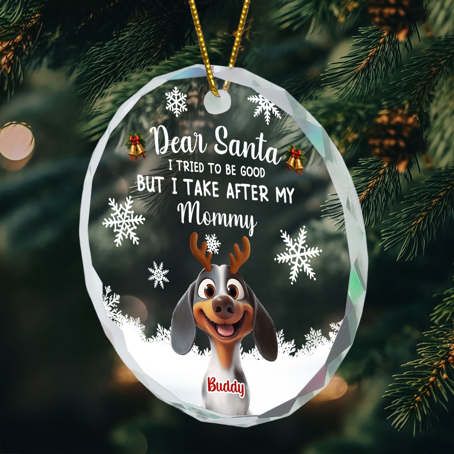 Dear Santa Christmas Pet - Personalized Glass Ornament