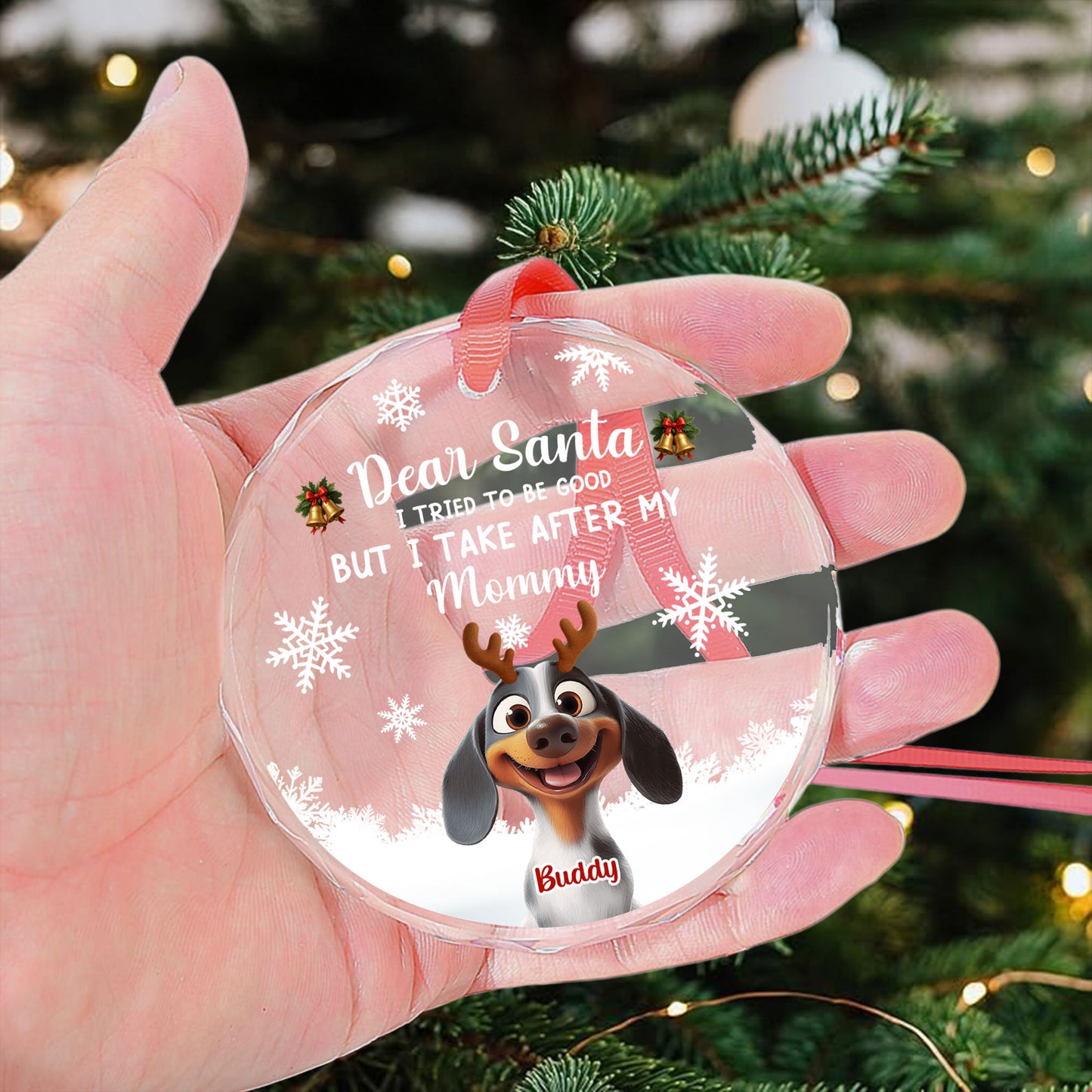 Dear Santa Christmas Pet - Personalized Glass Ornament