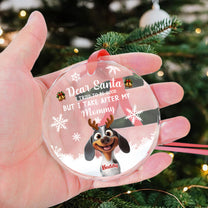 Dear Santa Christmas Pet - Personalized Glass Ornament
