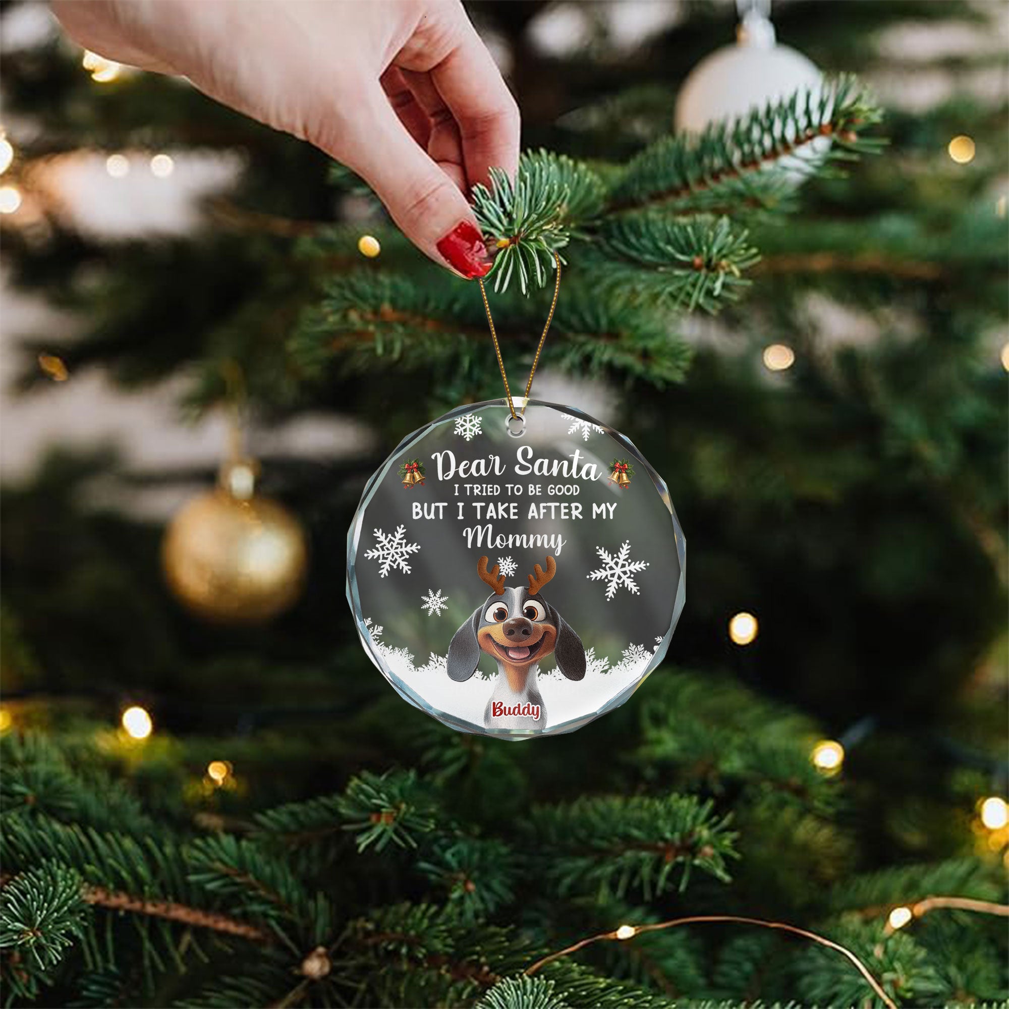 Dear Santa Christmas Pet - Personalized Glass Ornament