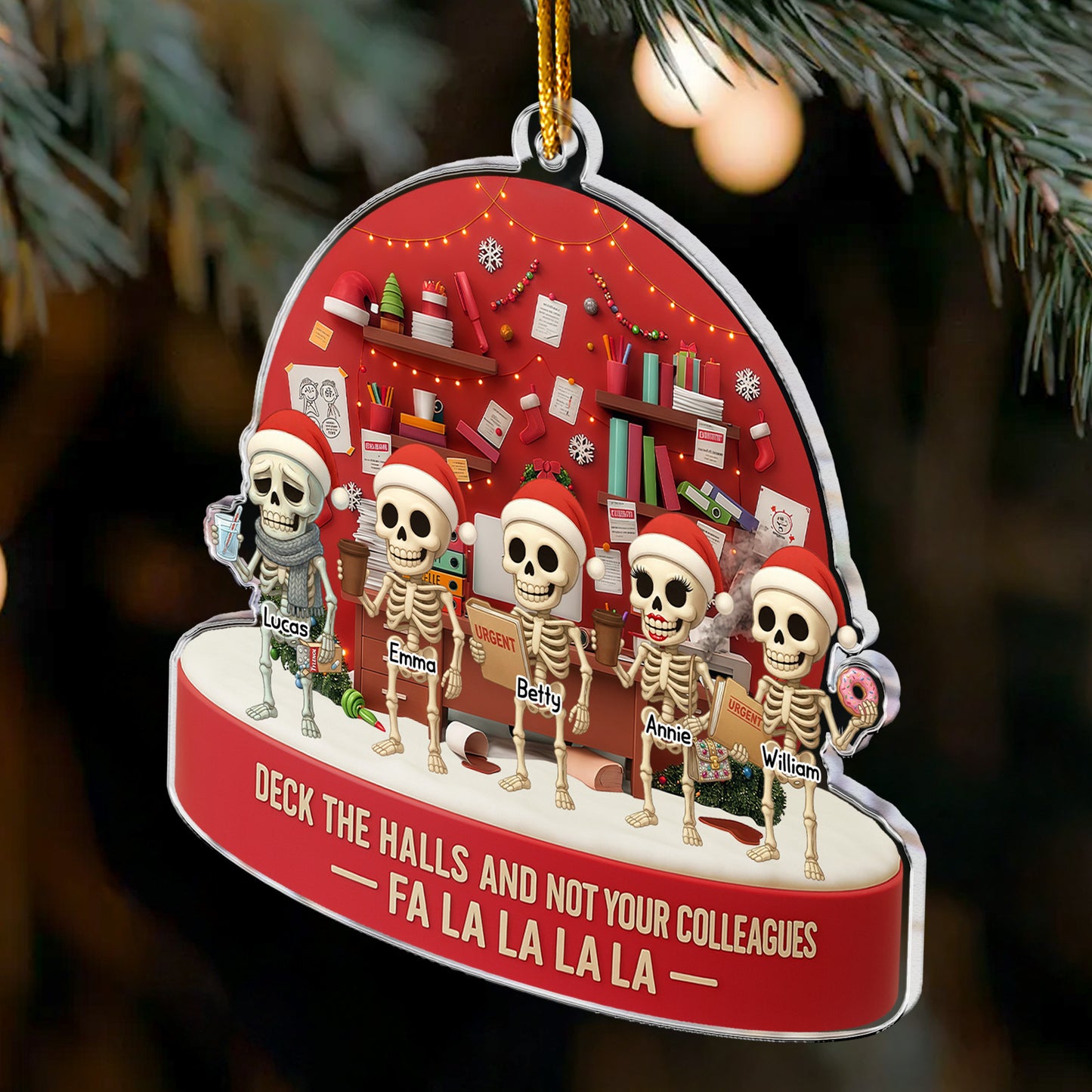 Deck The Halls And Not Your Colleagues Fa La La La - Funny Gifts For Coworkers - Personalized Acrylic Ornament