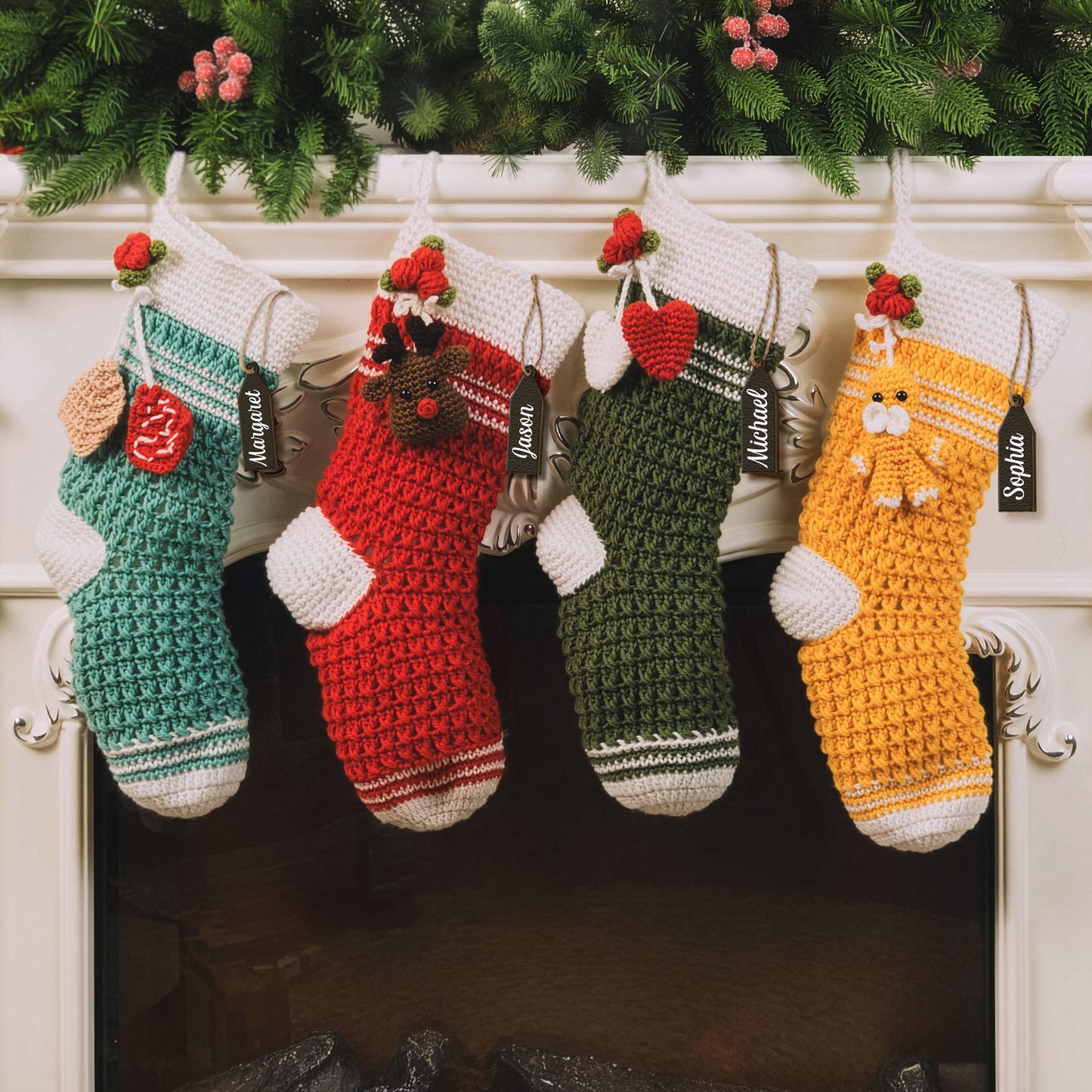 Decoration Gift For Family & Friends - Personalized Crochet Christmas Stocking