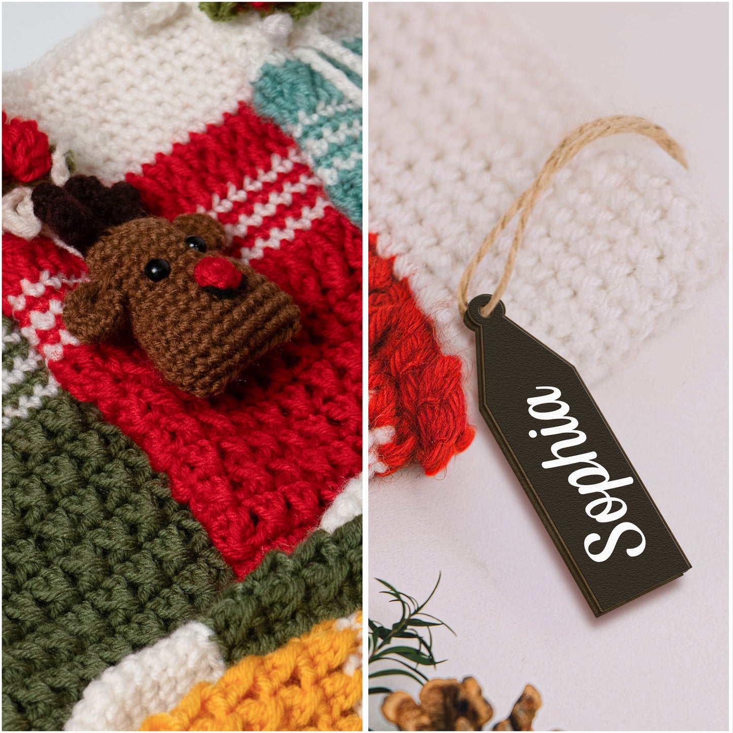 Decoration Gift For Family & Friends - Personalized Crochet Christmas Stocking
