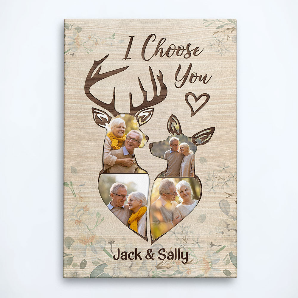 Deer Couple I Choose You - Personalized Photo Wrapped Canvas
