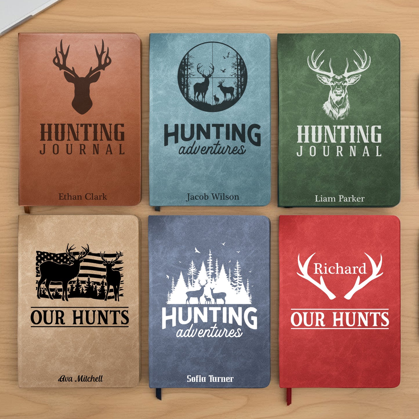 Deer Hunting Journal For Hunters, Hunting Gifts For Men, Husband, Dad, Grandpa - Personalized Leather Journal