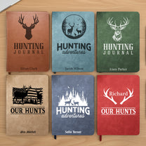 Deer Hunting Journal For Hunters, Hunting Gifts For Men, Husband, Dad, Grandpa - Personalized Leather Journal