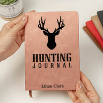 Deer Hunting Journal For Hunters, Hunting Gifts For Men, Husband, Dad, Grandpa - Personalized Leather Journal