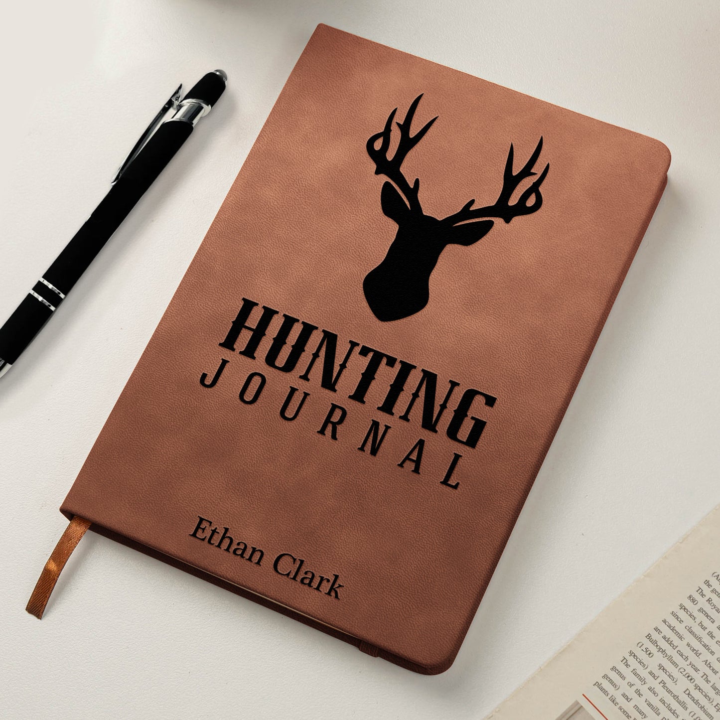 Deer Hunting Journal For Hunters, Hunting Gifts For Men, Husband, Dad, Grandpa - Personalized Leather Journal