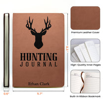 Deer Hunting Journal For Hunters, Hunting Gifts For Men, Husband, Dad, Grandpa - Personalized Leather Journal