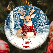 Deer Ornaments Christmas Decoration - Flat Ornament - Personalized Ceramic Ornament