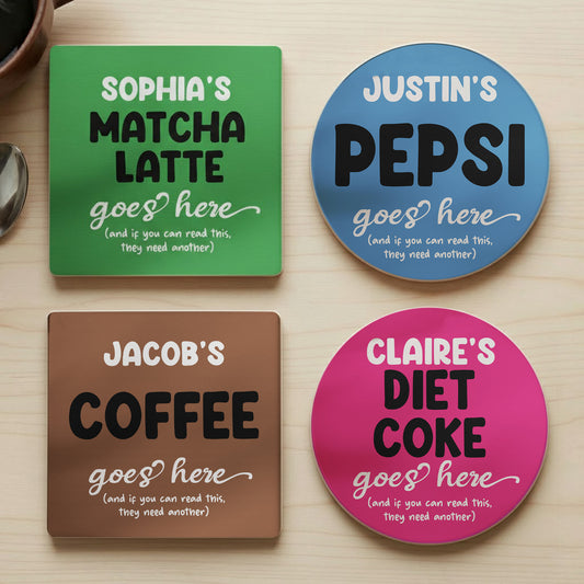 Diet Coke Coaster Funny Desk Decor Exchange Gift For Friends, Coworkers - Personalized Ceramic Coaster