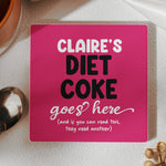 Diet Coke Coaster Funny Desk Decor Exchange Gift For Friends, Coworkers - Personalized Ceramic Coaster